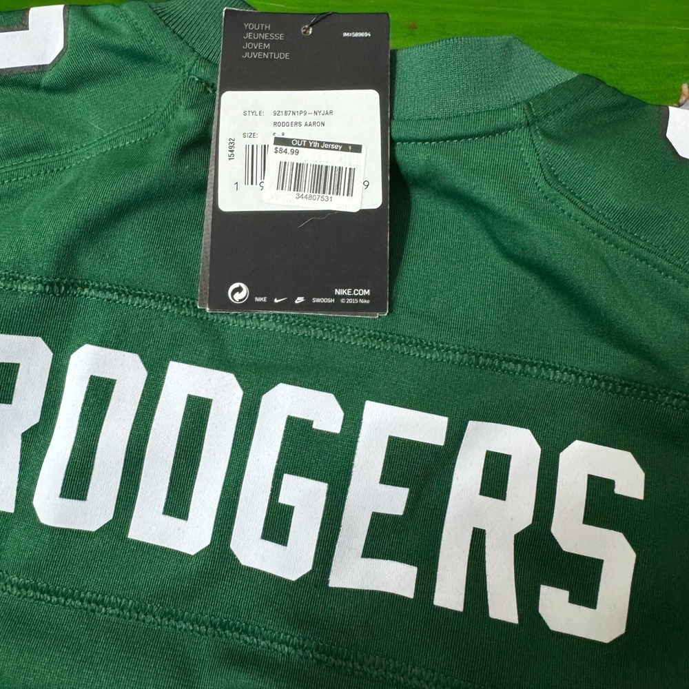 Aaron Rodgers YOUTH KIDS Authentic Nike Jets Jersey NWT $90 VERSION small - Picture 3 of 3